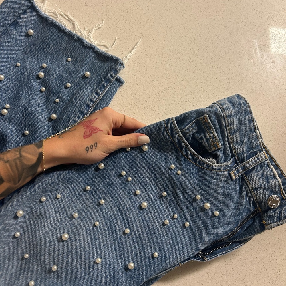 Zara Jeans Pearl Beads
